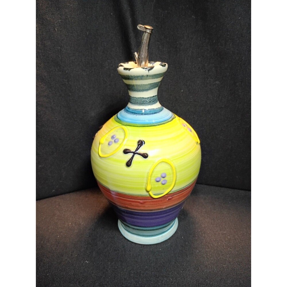Polly Made Me Polly Sherrill Whimsical Art Pottery Vase Oil Vinegar Cruet Signed